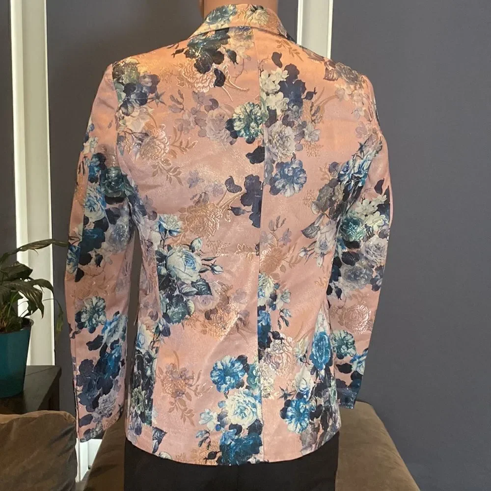Men’s Floral Jacket Blazer Sports Coat Prom Party Formal Slim Fit Size 32 NWOT